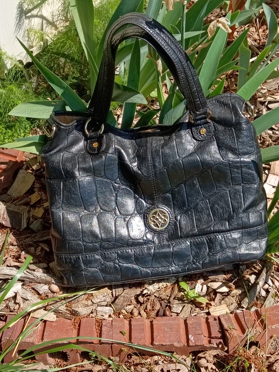 ANTONIO MELANI Handbags - ANTONIO MELANI Black Croc-Embossed Top-Handle Tote